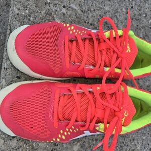 Vibrant Hot Pink and Flourescent Yellow Women's ASICS Agel Challenger Shoes